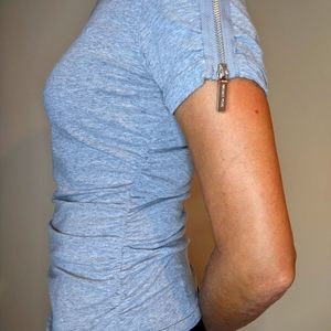 Michael Kors heathered gray, zip sleeve top